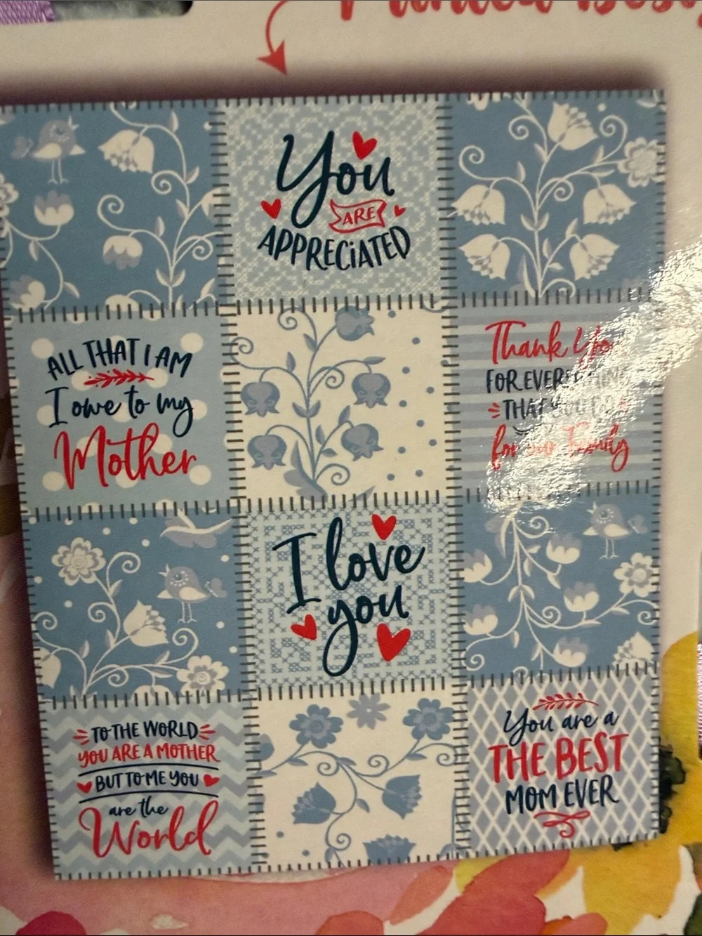 50x60 Celebrate Mom Fleece Blanket - Blue Floral Patch Design